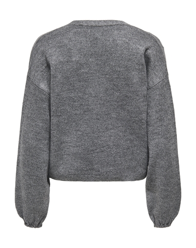  Only - ONLDonna Bow V-Neck Strik - Medium Grey Melange 